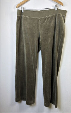 Cabi Pants XL Women's olive green Velvet Velour style 407 wide leg lounge casual